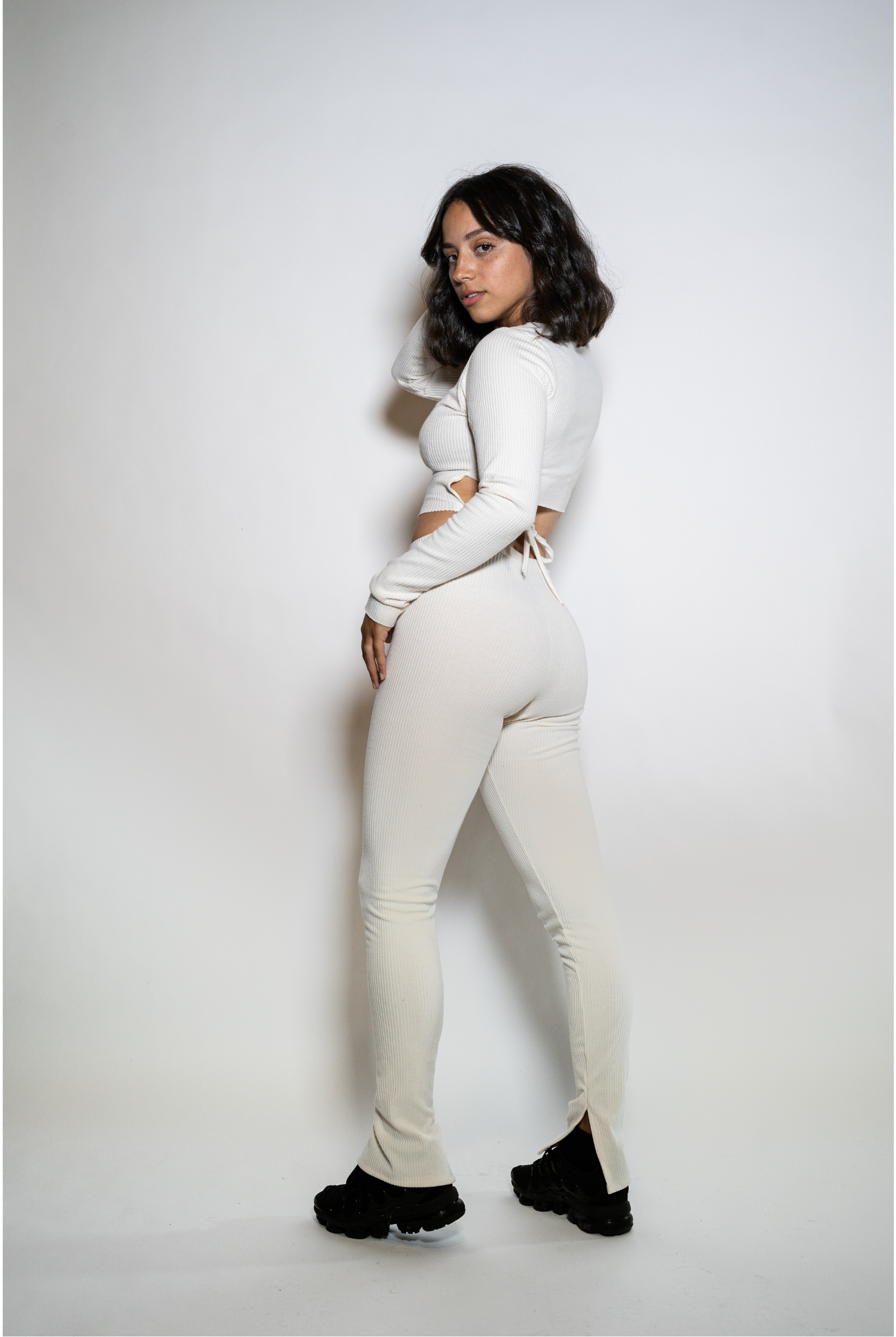 Foot Locker x Young Muse Ribbed Knit Pants in Bone